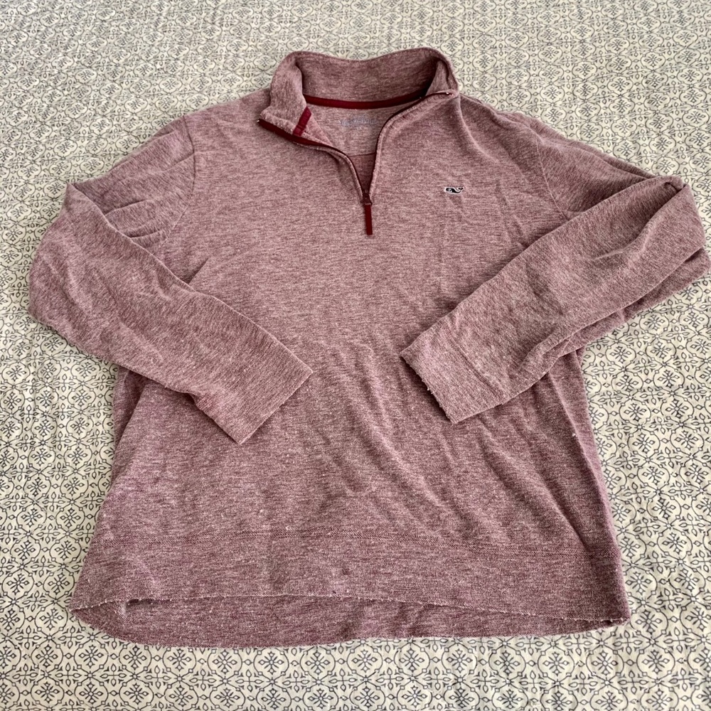 Vineyard Vines heathered red quarter zip pullover